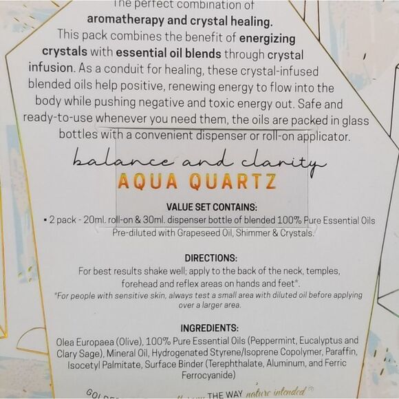 Goldessence Limited Aromas Cyrstals Infused Body Oil Set Aqua Quartz - Picture 4 of 4